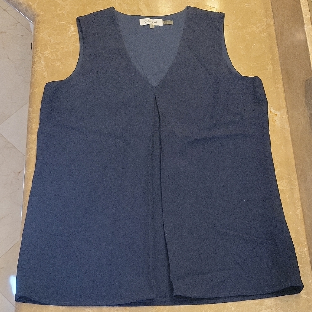 Calvin Klein Deep Blue V-Neck Tank Top,  M